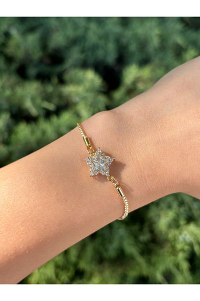 Eylülün Takısı Women's Gold Color Stone Star Bracelet