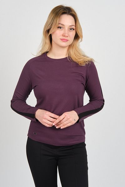 Sistas Women's Long Sleeve Crew Neck Logo Detailed Blouse 4575 Plum