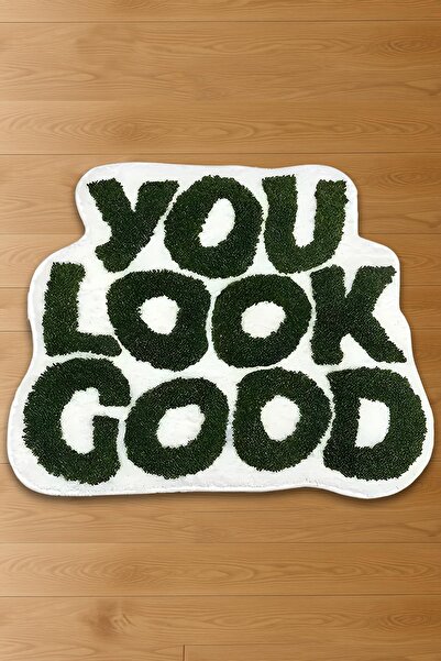 Markaev You Look Good Baskılı Yuvarlak Dokuma Taban Halı 176 YNG