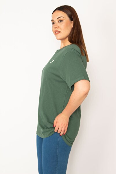 Şans Dámská velká zelená halenka s krátkým rukávem a výstřihem 65n33279