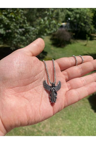 Viking Angelic Angel Pendant 316L Stainless Steel Unisex Chain Necklace