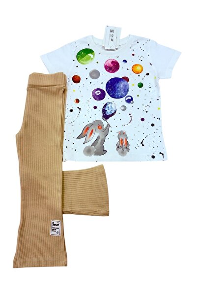 Esterella Girl's Short Sleeve Summer Suit / Crew Neck T-Shirt Flare Pants Set