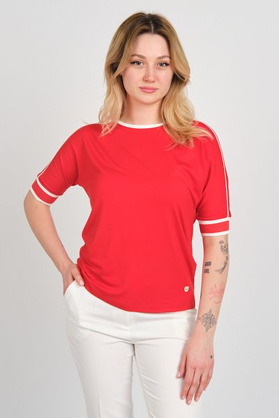 Sistas Women's Crew Neck Half Sleeve Blouse 24145 Red