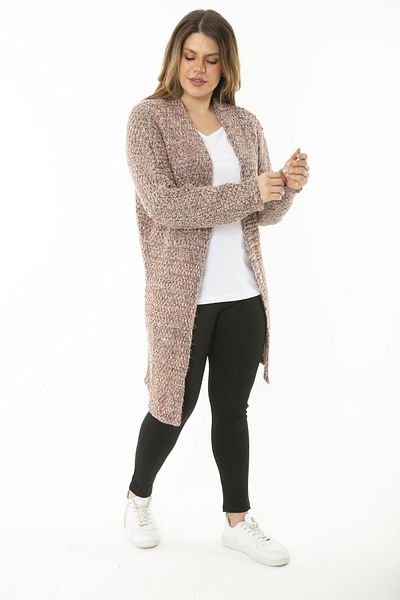 Şans Women's Large Size Colorful Knitwear Thick Cardigan 65N37135