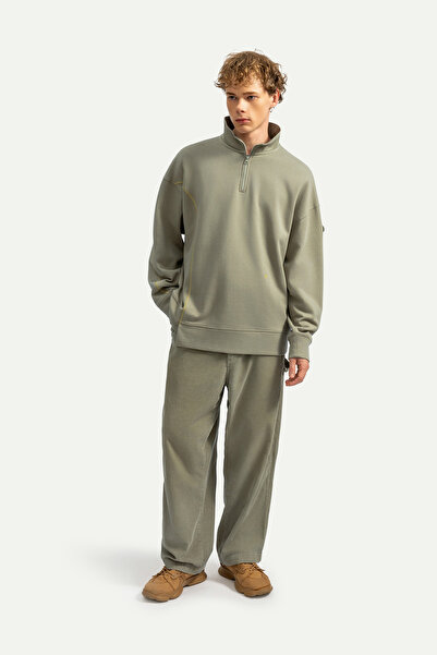 KAFT Unisex Yarım Fermuarlı Sweatshirt - Ploid - Concrete