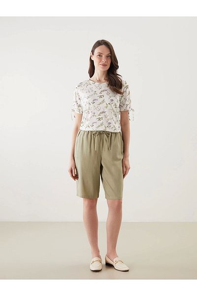 LC Waikiki Γυναικεία μπλούζα LCW Grace Ecru Crew Neck Floral