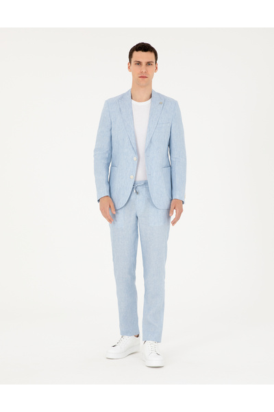 Pierre Cardin Light Blue Extra Slim Fit 100% Linen Suit 50288869-Vr003