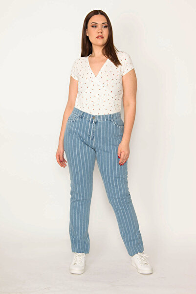 Şans Blugi cu dungi albastru cu 5 buzunare pentru femei 65N36818