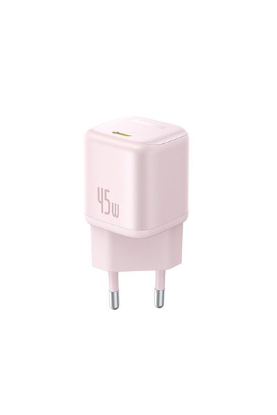 Baseus Charger Plug, Baseus, GaN, Fast Charging, 45W, USB-C, PicoGo, Pink