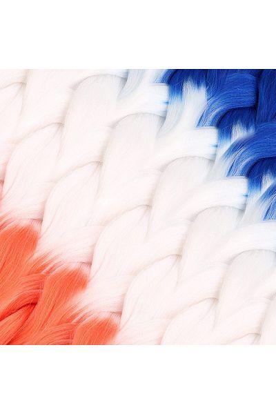Modafiks Synthetic Ombreli Hair For African Braid And Rasta / Blue / White / Orange