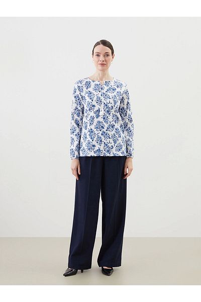 LC Waikiki Lcw Grace White Lace-Up Collar Floral Women's Blouse