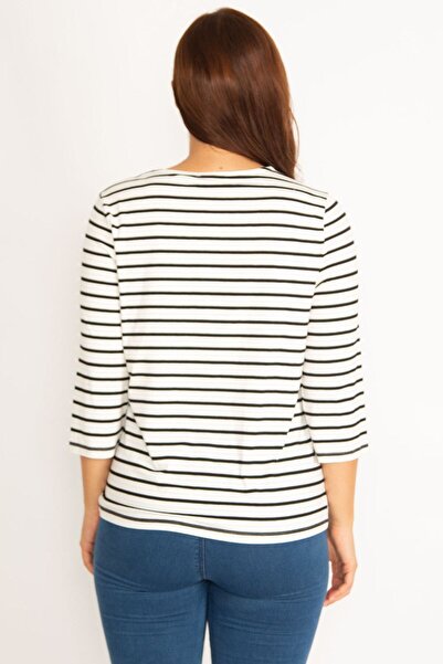 Şans Γυναικεία μπλούζα με ριγέ κοκάλι Capri 65n34797