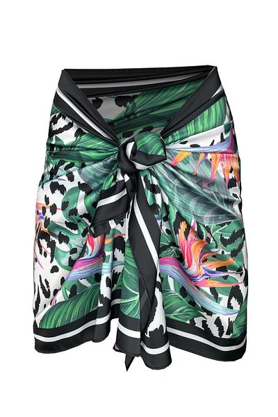 Bolder Coral Green/Black Leaf Pareo (Does Not Show through) 50*145 cm
