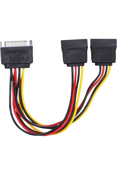 Others SATA Power Splitter Y Cable 15-Pin Male to 2 Female - 7 Inch Pack of 2