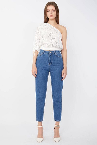 Bluewhite Pantaloni Mom Jean de damă albaștri