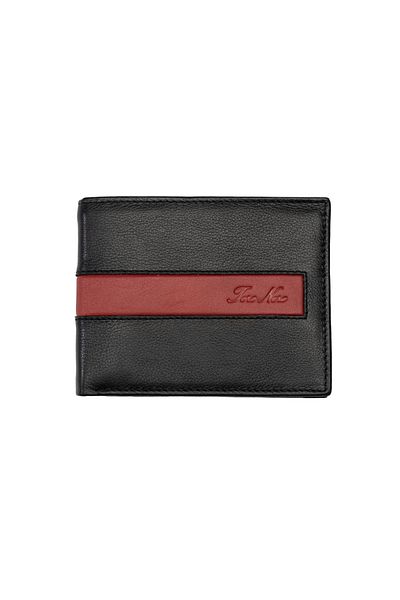 Toro Nero Men's wallet made of genuine leather, black-red Line