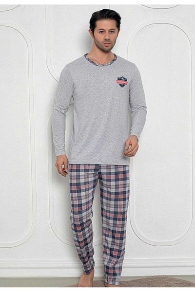 Intisimo Men's Pajamas, Blouse Long Pants, Academic, Gray - L