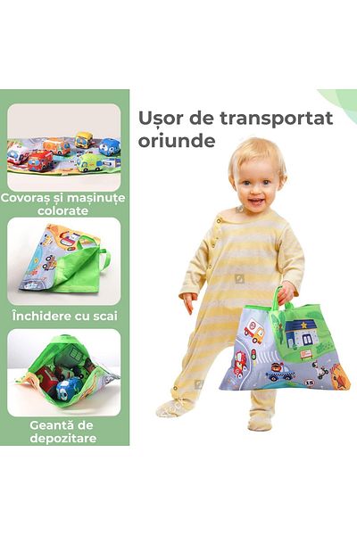 Pitikot Pitikot Plush Car Set, with sounds to stimulate the senses, Play mat