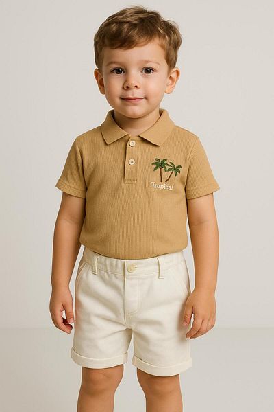 Esterella Boy's Polo Neck T-Shirt Shorts Suit /Boy's T-Shirt Shorts Suit