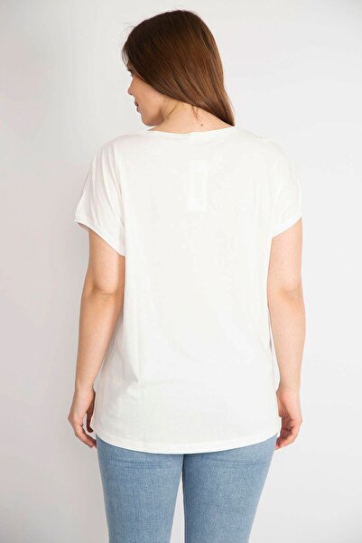 Şans Women's Mink Large Size Plaid Patterned Low Sleeve Blouse 65n36371