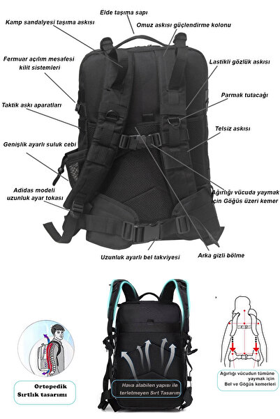 Bagworld Saraciye Büyük Sırt Çantası Gezi Kamp Seyahat Dağcı Portatif Termal Suluk Peç Kanca Hediyeli