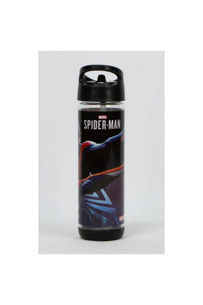 SUNCE Marvel Spiderman Plastic Water Bottle with Straw 500 ml