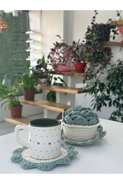 Home Örgü Saksı Model Bardak Altlığı ( Saksı içinde 6 ' lı )