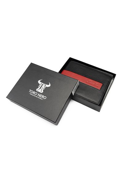 Toro Nero Men's wallet made of genuine leather, black-red Line