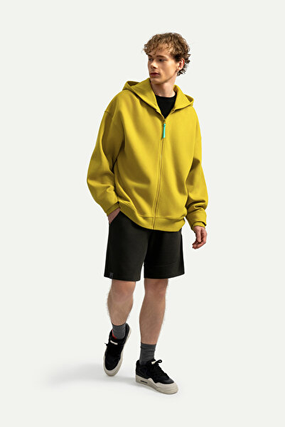 KAFT Unisex Fermuarlı Oversize Hoodie Sweatshirt - Zipoc - Moss