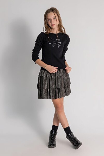 Dmb 9-14 ani Fată Copil Negru cu imprimeu Badi