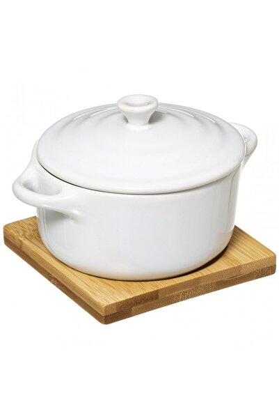 Secret de Gourmet Neje ceramic pot with lid and bamboo stand, 10.5 x 9 x 13 cm