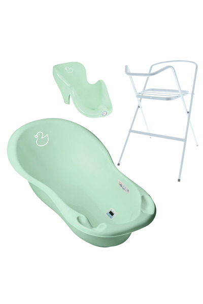 Tega Baby Set pachet cadita Duck Verde 102 cm + suport anatomic si suport met...