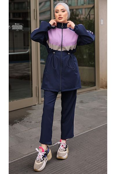 Wovi Moda Σετ αθλητικής φόρμας Hijab - Σετ με φερμουάρ, Σετ δύο τεμαχίων, Σετ πάτου και επάνω