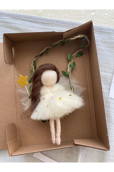 kecedenperi Rearview Mirror Ornament, Felt Fairy Girl