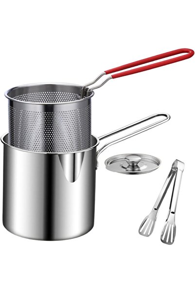 COOYA Stainless steel fryer with silicone handle and clamp for tempura, Chips, fish and chicken.