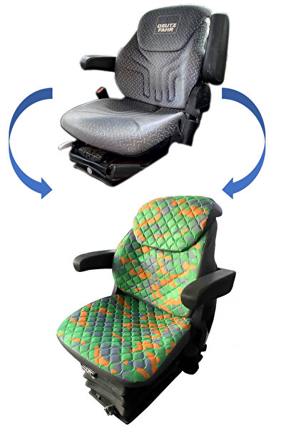 Binbir Trend غطاء مقعد جرار Deutz Fahr-3 قطع- جلد أخضر- BK3-109