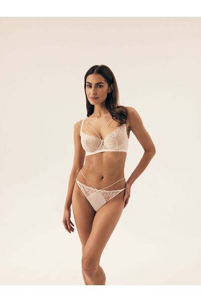 ESOTIQ Sutien moale cu armatură, fără căptușeală, cu dantelă și bretele decorative în față, cu pandantiv tip șarpe, sexy și elegant | Boa