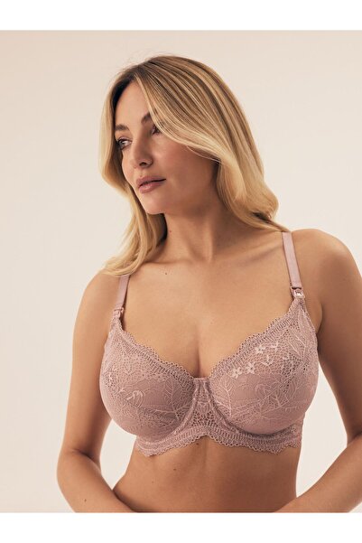 ESOTIQ Sutien de alăptare cu armatură, căptușeală din bumbac și dantelă flora...