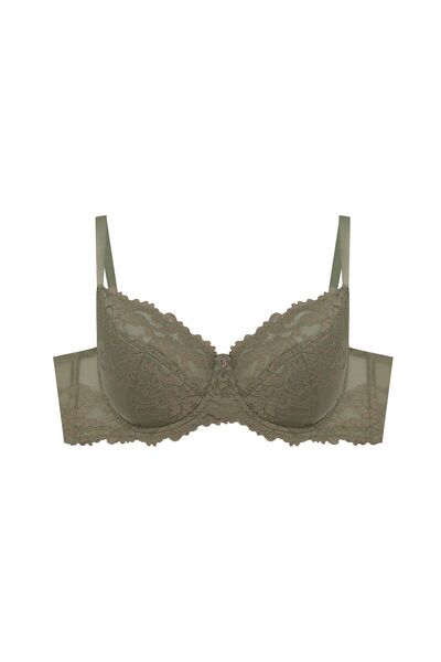 ESOTIQ Semi Padded Bra Underwired Floral Lace Golden Heart Embellishment Eleg...