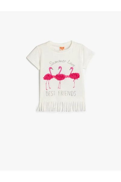 Koton Flamingo Print-Short Sleeve Baby T-Shirt 5Smg10007Ak