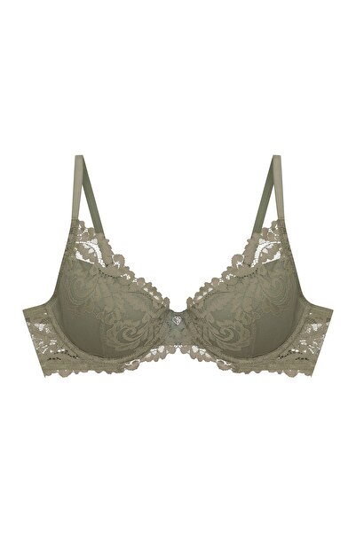 ESOTIQ Sutien push-up cu armătură, dantelă florală, inimă aurie, elegant și clasic | Lynn