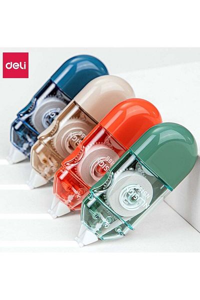 Deli Ns156 Clear-body Correction Tape 5mm×6m With Dual Protective Caps & Ergonomic Grip, 1 Piece.
