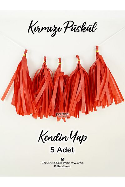 partince Σετ 5 τεμαχίων Κόκκινο Χρώμα DIY Tassel Tassel Chain Party Στολίδι γενεθλίων