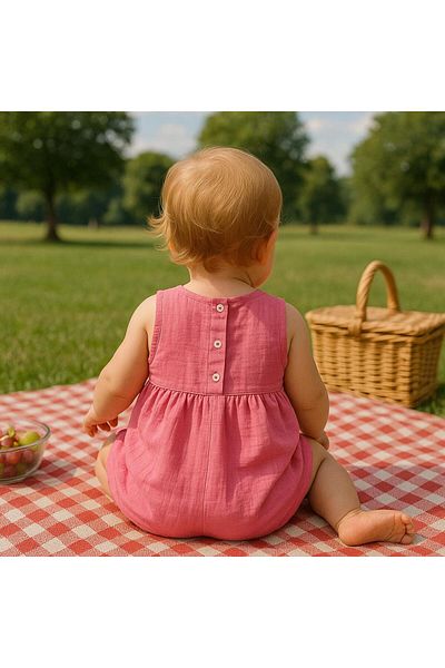 Esterella Baby Girl / 100% Cotton / muslin Jumpsuit with Ruffle Detail / snaps