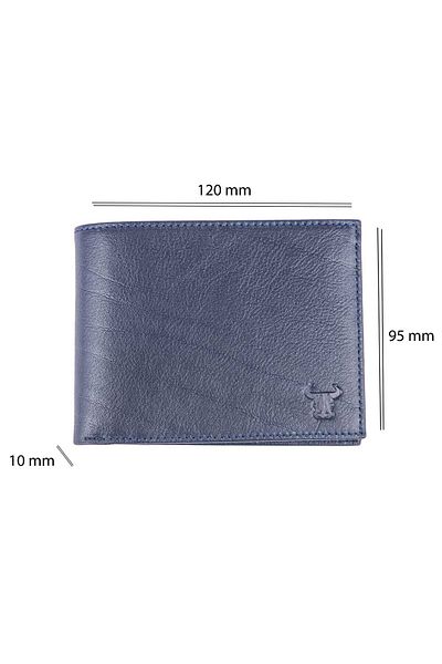 Toro Nero Men's wallet made of natural leather, navy blue-brown, Landscape
