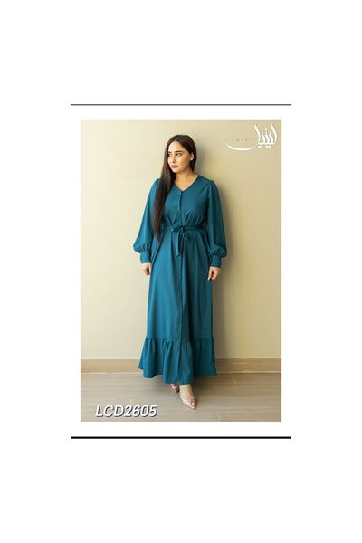 AL BATOOL Linelle Stylish Long Sleeve Maxi Co-ord Set Dress for Women, Stylish Full-Length Design