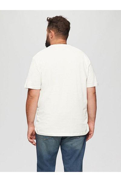 s.Oliver Men's big sizes cotton t-shirt with abstract print, Regular Fit cut, White