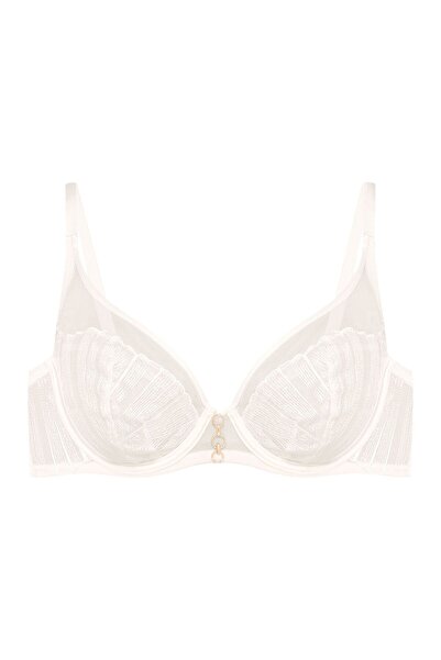 ESOTIQ Sutien moale cu armatură, fără căptușeală, cu dantelă și plasă, decora...