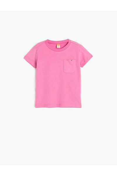 Koton Cotton Crew Neck Short Sleeve Pink Baby Girl T-Shirt 5Smg10105Ak