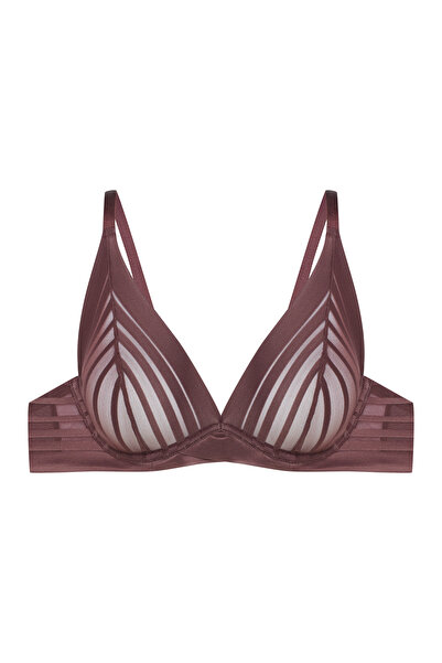 ESOTIQ Sutien triunghiular cu bandă elastică lată, fără burete, moale, cu dun...